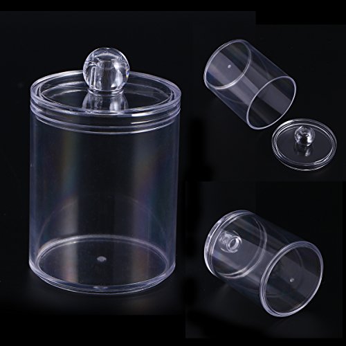 DOITOOL 2 Piezas Transparente Organizador de algodones con Tapas dispensador Discos desmaquillantes organizadores de cosméticos para baño