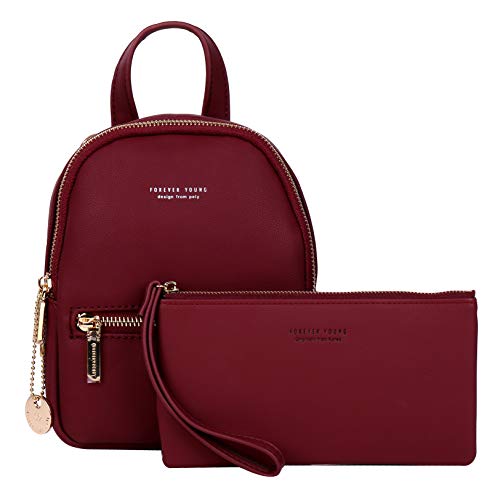 Dolce & Vita Bolso Mochila Mujer Casual Con estuche Juveniles Chicas Niña Mini Pequeñas Para Viaje Playa Escolares Antirrobo Regalos Originales Para Mujer (Borgoña)