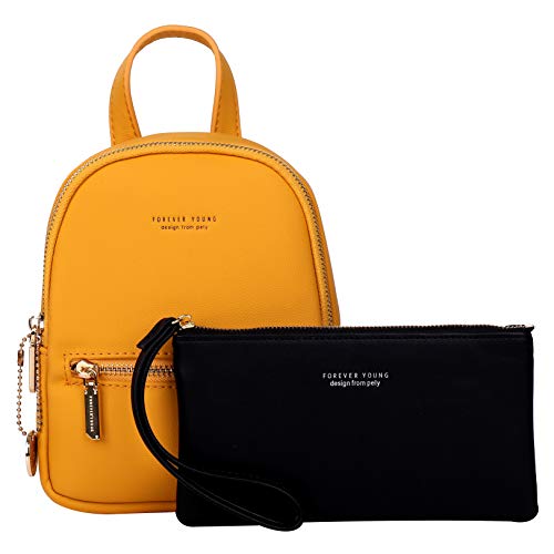 Dolce & Vita Bolso Mochila Mujer Casual Con estuche Juveniles Chicas Niña Mini Pequeñas Para Viaje Playa Escolares Antirrobo Regalos Originales Para Mujer (Amarillo)