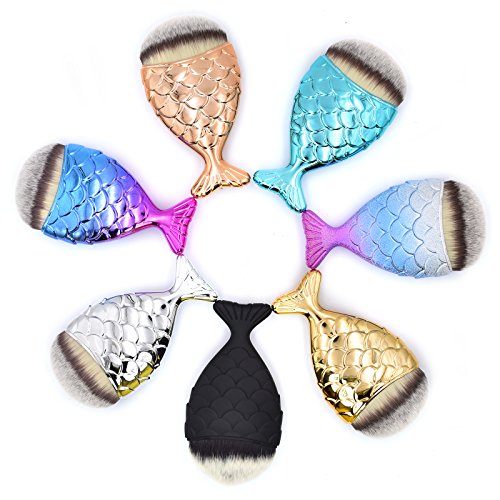 Dolovemk - Brochas con forma de cola de pez para contorno, polvos, colorete y base de maquillaje, set de regalo