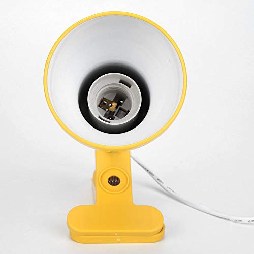 Domybest - Soporte para lámpara de mesa, lámpara de escritorio con pinza de rotación de 360 grados, soporte de casquillo E27, base de lámpara con cable de interruptor (amarillo)