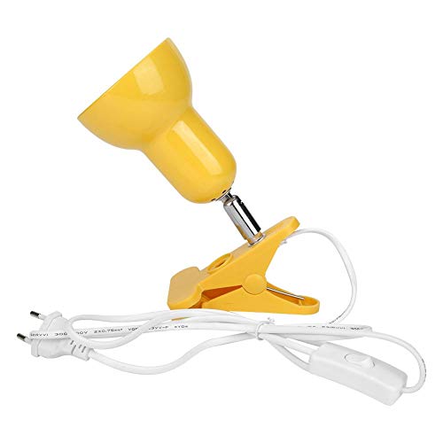 Domybest - Soporte para lámpara de mesa, lámpara de escritorio con pinza de rotación de 360 grados, soporte de casquillo E27, base de lámpara con cable de interruptor (amarillo)