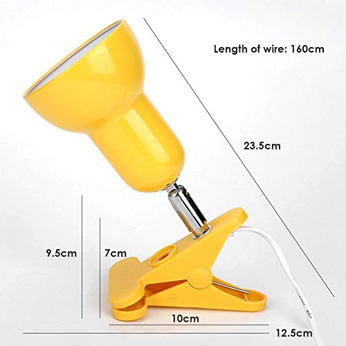 Domybest - Soporte para lámpara de mesa, lámpara de escritorio con pinza de rotación de 360 grados, soporte de casquillo E27, base de lámpara con cable de interruptor (amarillo)