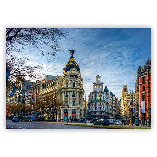 DON LETRA Cuadro en Lienzo de Salón | Gran Vía de Madrid | 60 x 40 cm | Lienzo Impermeable | Cuadro Enmarcado