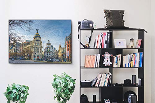 DON LETRA Cuadro en Lienzo de Salón | Gran Vía de Madrid | 60 x 40 cm | Lienzo Impermeable | Cuadro Enmarcado