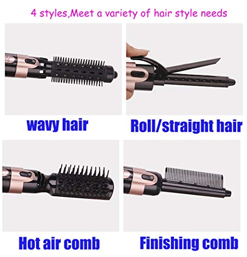 DONYKARRY Cepillo moldeador de aire caliente - peine voluminizador para secador de pelo, rizador y alisador giratorio negativo en un paso 4-EN-1, salón multifuncional y estilo voluminizador [negro]
