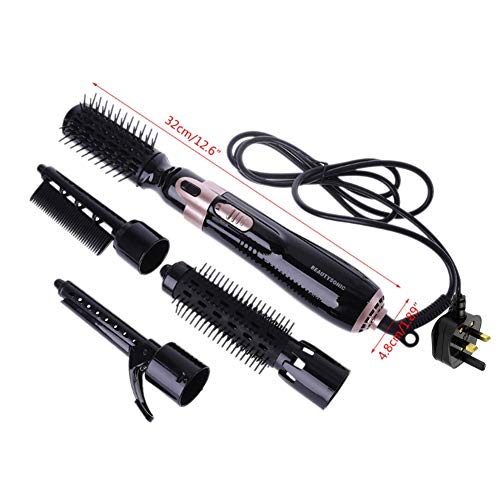 DONYKARRY Cepillo moldeador de aire caliente - peine voluminizador para secador de pelo, rizador y alisador giratorio negativo en un paso 4-EN-1, salón multifuncional y estilo voluminizador [negro]