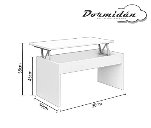 Dormidán- Mesa de Centro Elevable MC-5, Comedor o Auxiliar, Mesita de Salon (Roble)