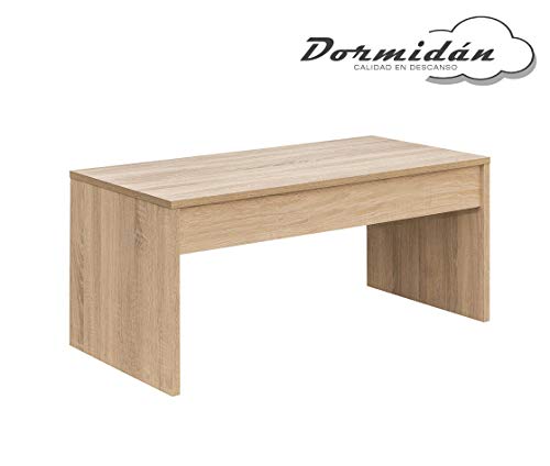 Dormidán- Mesa de Centro Elevable MC-5, Comedor o Auxiliar, Mesita de Salon (Roble)