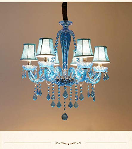 dormitorio Lámpara Lámpara europea cristalina creativa de la vela azul lámparas bar café café Mediterráneo, una sola capa de 12 protegida