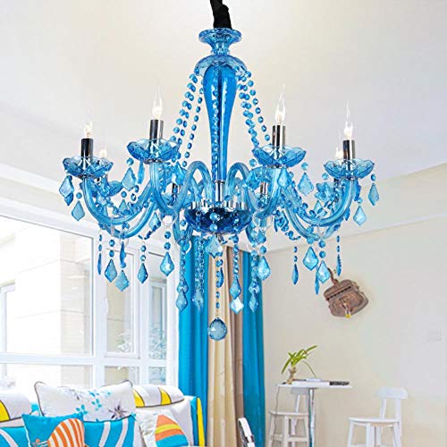 dormitorio Lámpara Lámpara europea cristalina creativa de la vela azul lámparas bar café café Mediterráneo, una sola capa de 12 protegida