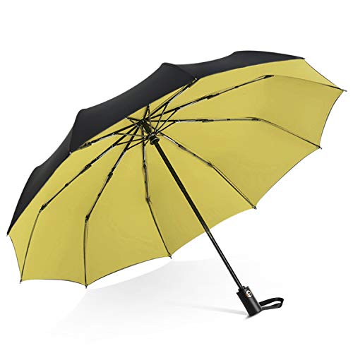DORRISO Vogue Automático Plegable Paraguas Mujer Hombres Portátil Viajar Paraguas Antiviento Impermeable Unisexo Paraguas Amarillo