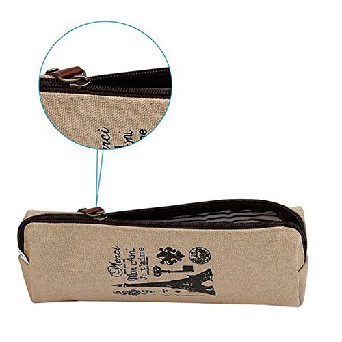 Dosige 4 piezas Corea del Sur Japón lindo Bolsa de cosméticos de la lona Paris Estuche simple creativo para hombres y mujeres Bolsa de almacenamiento de gran capacidad 18 * 7.5cm