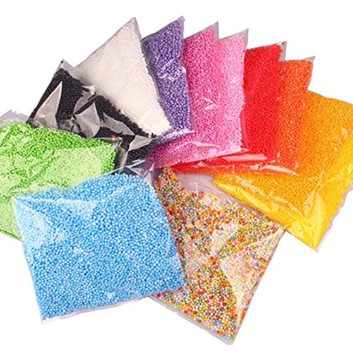 Dosige Bolitas de Espuma,Material DIY,Craft Espuma Partículas,Relleno para Slime 13PCS-Blanco, Azul, Rosa, Verde, Morado, Amarillo, Mandarina, Rojo, Amarillo Oscuro, Rosa, Negro (12 Colores)