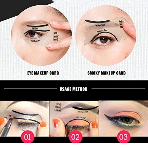 DOTU 2 PCS Eyeliner Stencil Cards Eyeshadow Stencils, Reusable Easy to Clean Flexible Eyeliner Eyeshadow Stencils Eye Liner Stickers for Smokey Eyes DIY Makeup Guide Template Tools