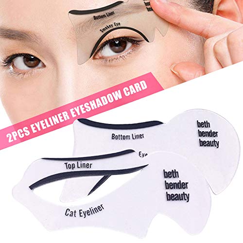 DOTU 2 PCS Eyeliner Stencil Cards Eyeshadow Stencils, Reusable Easy to Clean Flexible Eyeliner Eyeshadow Stencils Eye Liner Stickers for Smokey Eyes DIY Makeup Guide Template Tools