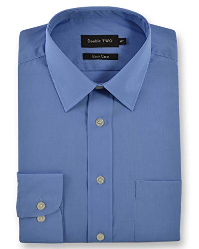 Double TWO Hombre Marino Classic Cuidado Fácil Camisa Formal - Azul Aciano, Cuello 20 (51cm)/Pecho 60-59 (152.5-150cm)