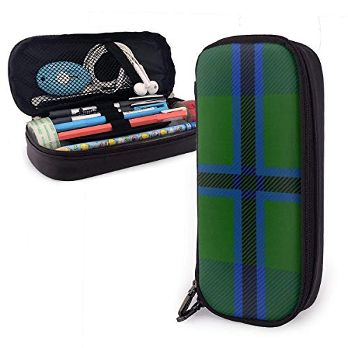Douglas Tartan Cuero Estuche para lápices Estuche Estuche para bolígrafo con cremallera Útiles escolares Estuche de papelería de gran capacidad