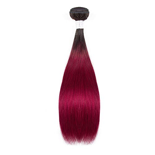 DOUWAN Recta Paquetes de Pelo, Ombre Humano brasileño del Pelo Rizado del Pelo Recto de 1 Bundle 10-26inch 1B / Bug Negro for Vino Tinto brasileña extensión del Pelo Humano
