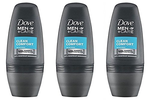 Dove Men Clean Comfort Anti-perspirant Deodorant Roll-on 50ml (1.7 Fluid Ounce). (Pack of 3) by Dove
