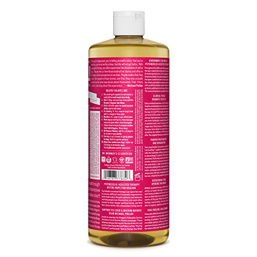 Dr Bronner Rose Castile Liquid Soap 1000ml - DRB-0747