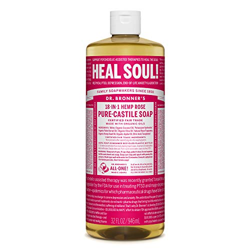Dr Bronner Rose Castile Liquid Soap 1000ml - DRB-0747