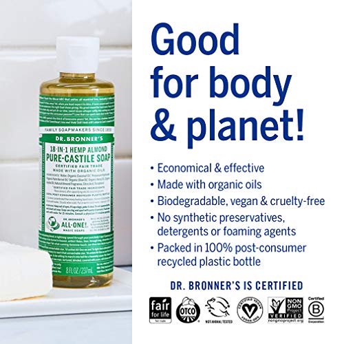 Dr. Bronner's Organic Almond Pure-Castilla jabón líquido, 237 ml