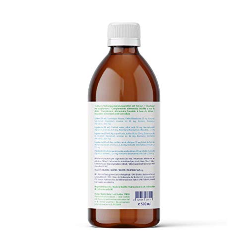 Dr. Wunder SiliCell complemento alimenticio 500ml: silicio orgánico altamente concentrado de la cola de caballo || para huesos fuertes, articulaciones y visión | para una piel, cabello y uñas hermosas