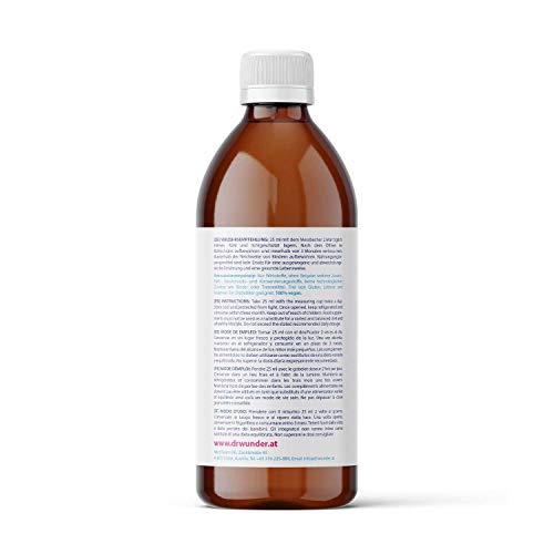 Dr. Wunder SiliCell complemento alimenticio 500ml: silicio orgánico altamente concentrado de la cola de caballo || para huesos fuertes, articulaciones y visión | para una piel, cabello y uñas hermosas