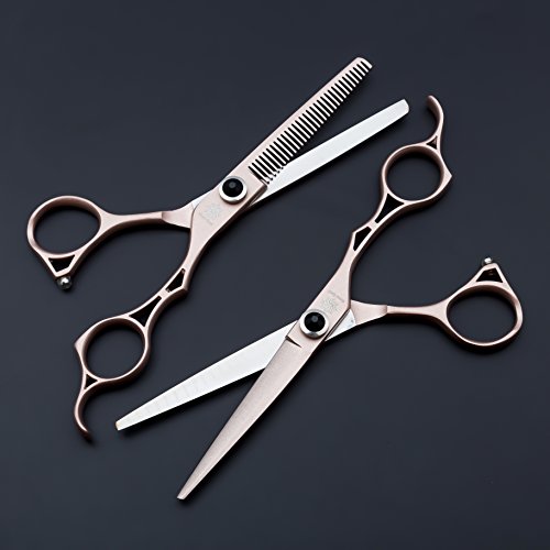 Dream Reach Juego de tijeras de peluquería profesional de 6,0 pulgadas para peluquería, tijeras de peluquería,corte de bigote/barba con tornillo de ajuste fino, Rose gold