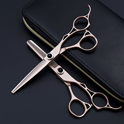 Dream Reach Juego de tijeras de peluquería profesional de 6,0 pulgadas para peluquería, tijeras de peluquería,corte de bigote/barba con tornillo de ajuste fino, Rose gold