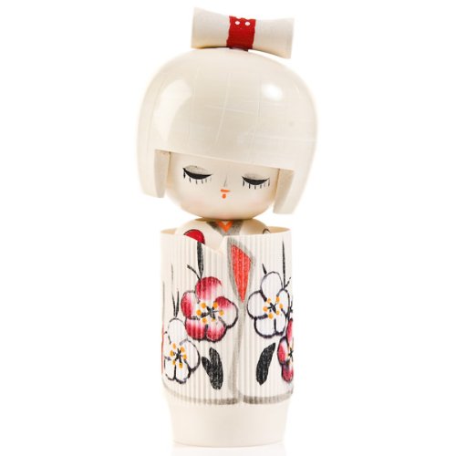 Dreaming of Spring - Muñeca Kokeshi de madera, color blanco