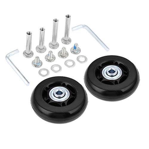DRELD 6018A-A Maleta de equipaje Ruedas con rodamientos ABEC 608zz Ruedas de repuesto (64 mm x 18 mm) Kit de reparación Ejes de goma de metal, un juego de (2) Ruedas