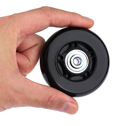 DRELD 6018A-A Maleta de equipaje Ruedas con rodamientos ABEC 608zz Ruedas de repuesto (64 mm x 18 mm) Kit de reparación Ejes de goma de metal, un juego de (2) Ruedas