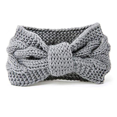DRESHOW 4 Piezas Crochet Arco Turbante Knit Diadema Mujer Invierno Vendas Elasticas Anchas Tejida Lana Cintas Para El Pelo Banda de pelo más cálido