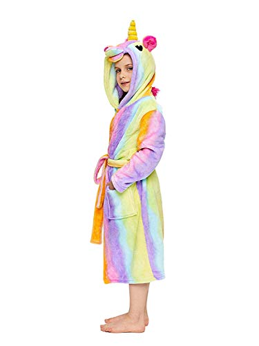 DRESHOW Suave Unicornio Albornoz con Capucha Ropa de Dormir - Regalos de Unicornio para Niñas