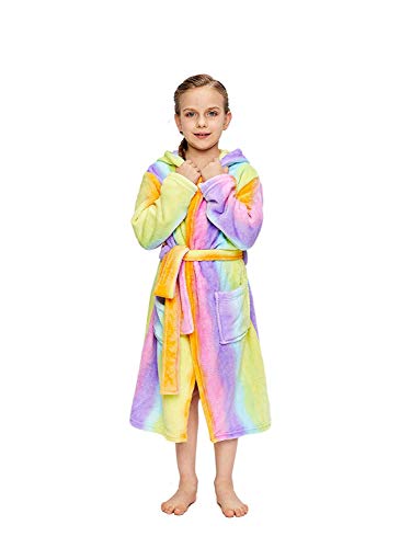 DRESHOW Suave Unicornio Albornoz con Capucha Ropa de Dormir - Regalos de Unicornio para Niñas