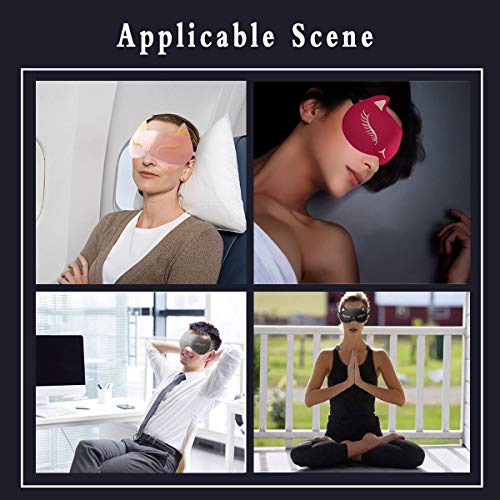 dressfan Antifaz para Dormir Seda Máscara para Dormir Gato Material de sombreado Relleno,Anti-luz Viaje Portátil Máscara para Los Ojos con Correa Elástica Mujer,Gris