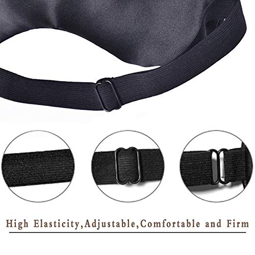 dressfan Antifaz para Dormir Seda Máscara para Dormir Gato Material de sombreado Relleno,Anti-luz Viaje Portátil Máscara para Los Ojos con Correa Elástica Mujer,Gris