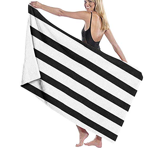DSFA Toalla de Rayas Blancas y Negras Toalla de Secado rápido rápido Libre de súper Absorbente Manta de Playa de Viaje al Aire Libre Ultraligera compacta para Gimnasio de natación