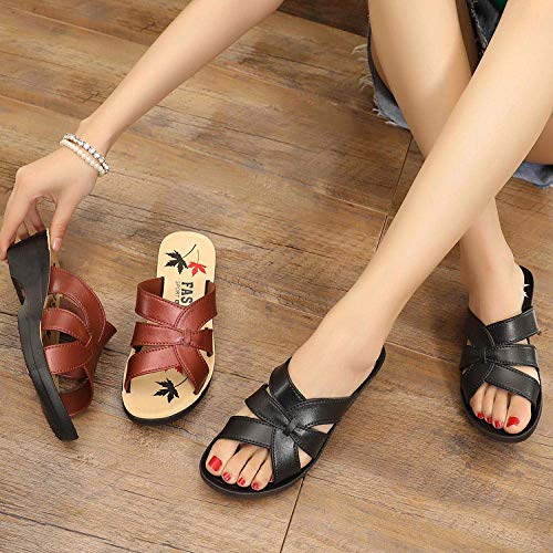 Ducha antideslizante de la Casa sandalias, zapatillas casuales madre, señoras pendiente con antideslizante pendiente talón zapatillas-B grueso con black_38, unisex de diapositivas sandalias con punta