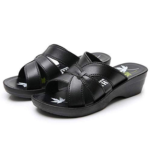 Ducha antideslizante de la Casa sandalias, zapatillas casuales madre, señoras pendiente con antideslizante pendiente talón zapatillas-B grueso con black_38, unisex de diapositivas sandalias con punta
