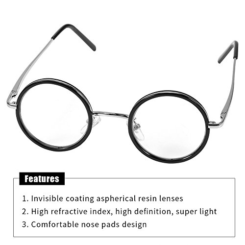 Duevin Gafas de lectura Gafas De Maquillaje Anteojos De Aumento De Vidrio Unisex Gafas de Lectura de luz con carcasa de Resistente redondas fatiga aligeramiento visión clara(+ 3.5)