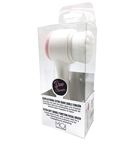 DUO CLEAR cepillo limpiador facial con lado de silicona y otro de nylon extra suave MOI SkinCare