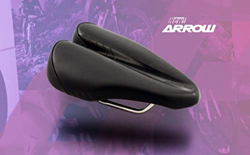 DUOPOWER Sillin Bicicleta MTB Antiprostatico – Sin Punta Carretera Modelo Arrow 2020 Apto Montaña Triatlon Sin Nariz Hombre Mujer Ciudad Negro Acero