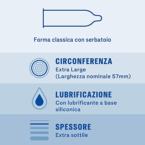 Durex - Preservativos invisibles ultrafinos de alta sensibilidad XL, extralarga, 6 perfiles