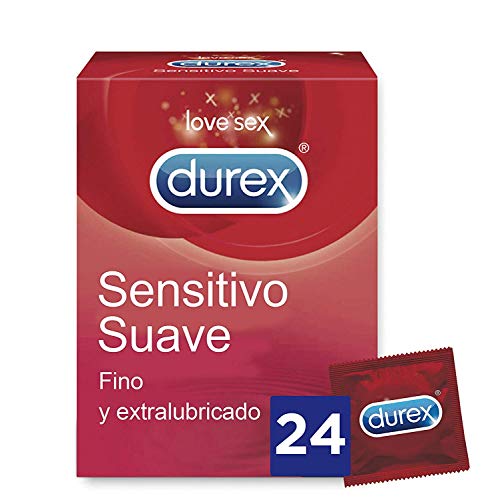 Durex Sensitivo Suave Preservativos Finos y Extralubricados 24 Unidades