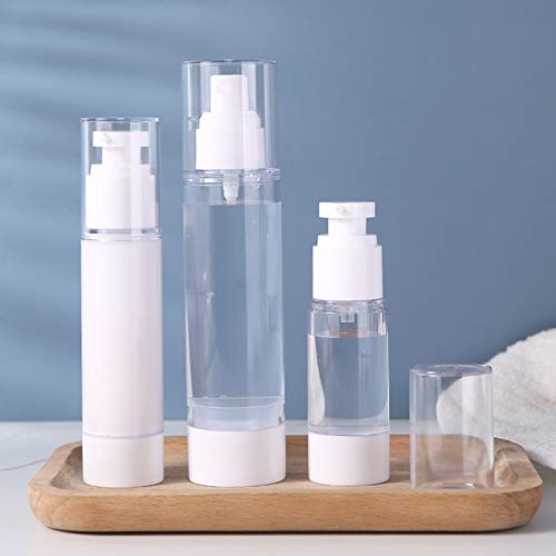 Dušial Empty Refillable Clear Plastic Airless Vacuum Pump Press Bottle Lotion Dispenser Mist Spray for Travel Bottles Makeup Cosmetics for Cream Gel Moisturizers Emulsion Essence Serum