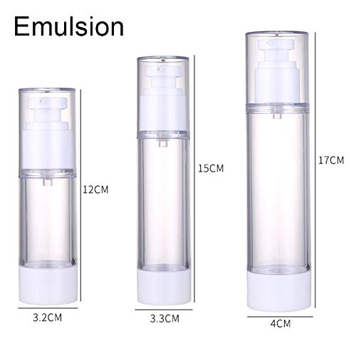 Dušial Empty Refillable Clear Plastic Airless Vacuum Pump Press Bottle Lotion Dispenser Mist Spray for Travel Bottles Makeup Cosmetics for Cream Gel Moisturizers Emulsion Essence Serum
