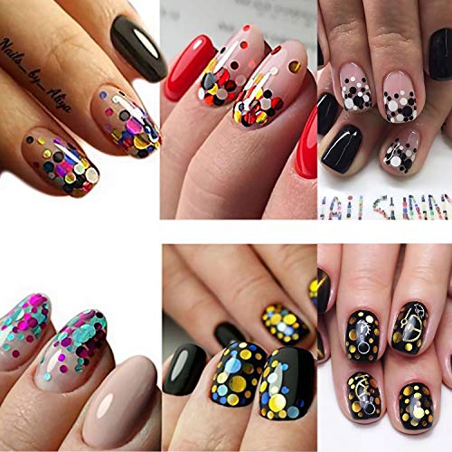 Duufin 48 Colores Lentejuelas de Uñas Lentejuelas Nail Art Decoracion con Pinceles para Uñas y Pieza Pinza para Arte de Uñas